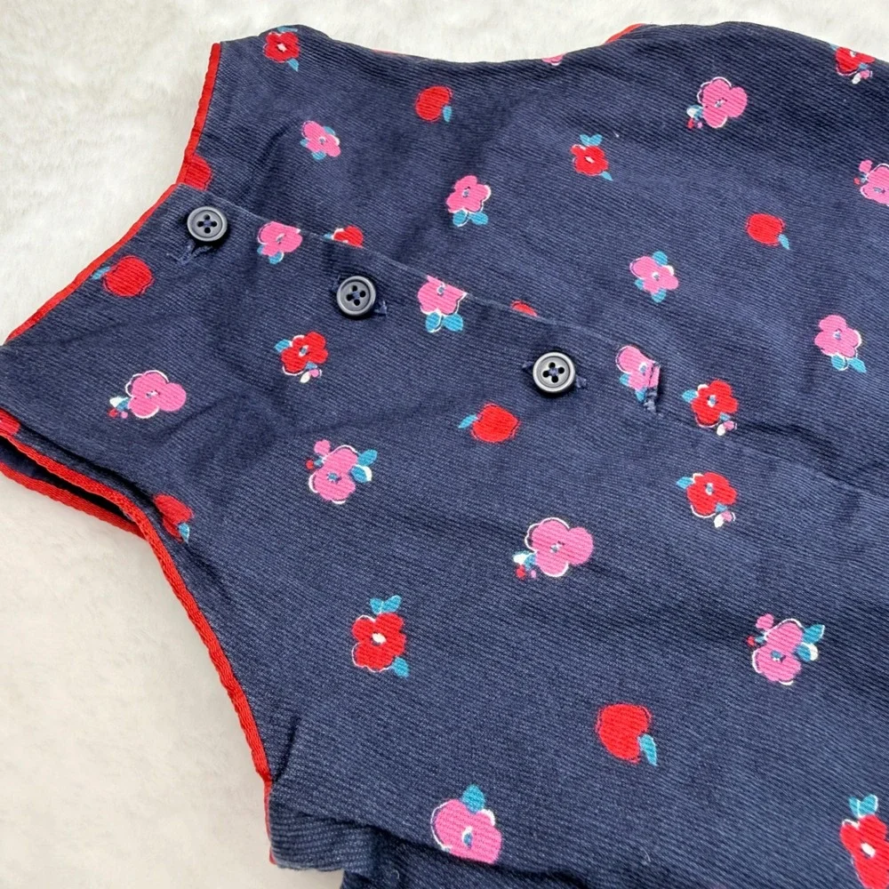 Gymboree Denim 2016 Romper Baby Girl 3-6 Months Navy Blue Floral Apple Y2K